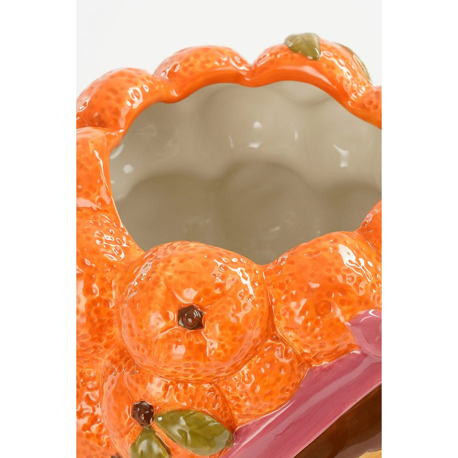 Funny Bloempot - L20 x B20 x H22 cm - Dolomiet - Oranje