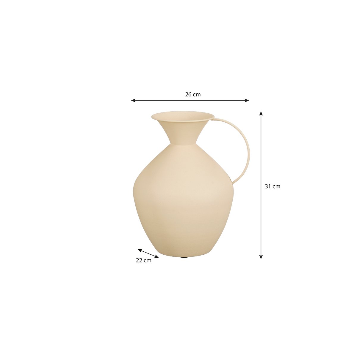 Gyge Vaas - L26 x B22 x H31 cm - Metaal - Off-white