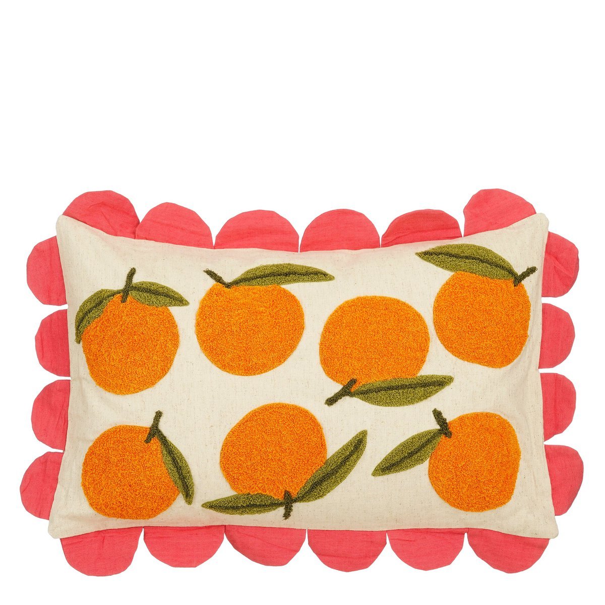 Sinaasappel Sierkussen - L65 x B45 x H10 cm - Katoen - Off-White, Oranje, Roze