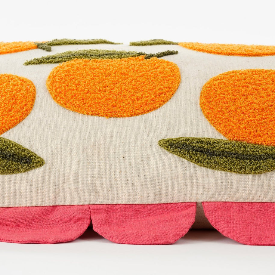 Sinaasappel Sierkussen - L65 x B45 x H10 cm - Katoen - Off-White, Oranje, Roze