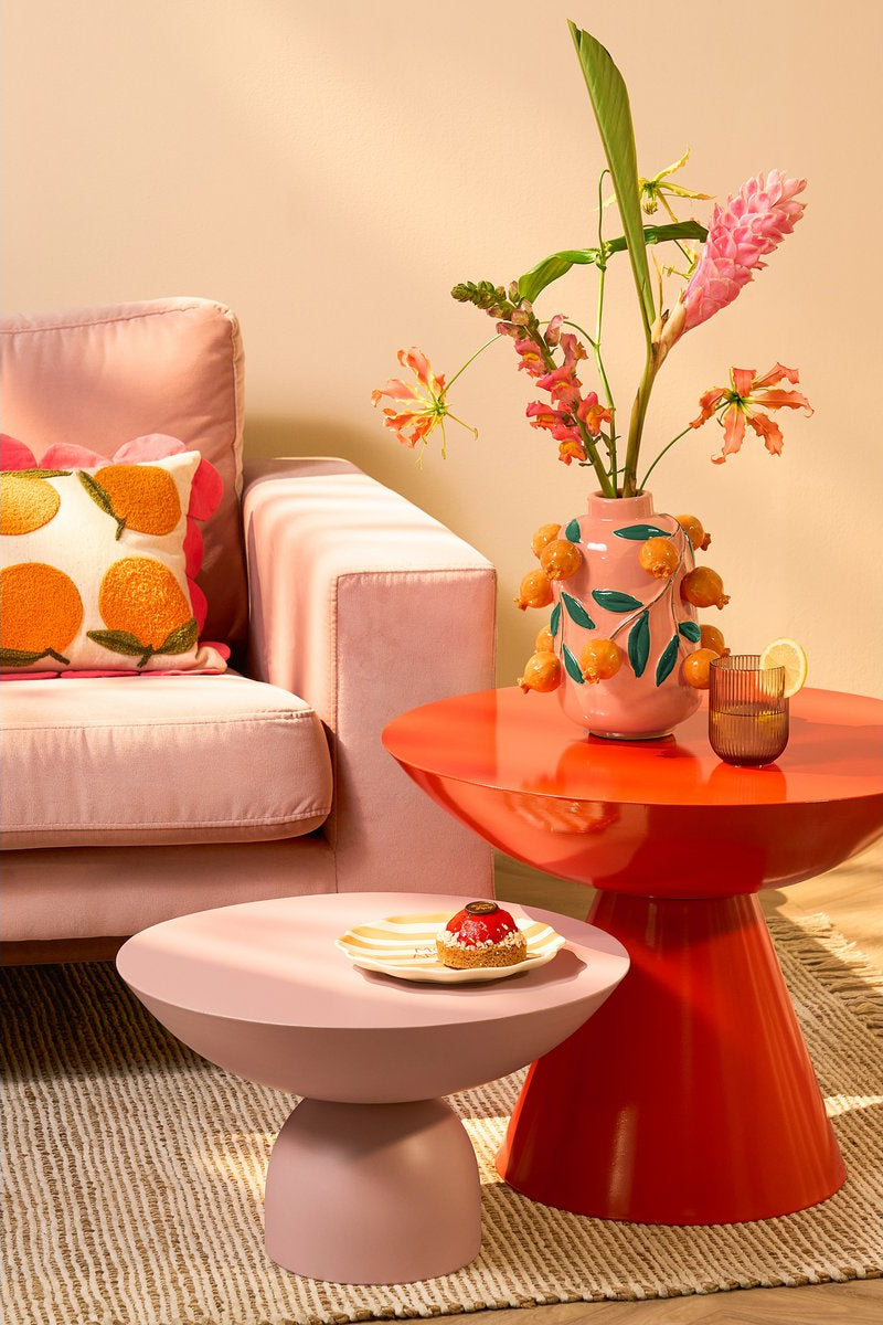 Sinaasappel Sierkussen - L65 x B45 x H10 cm - Katoen - Off-White, Oranje, Roze