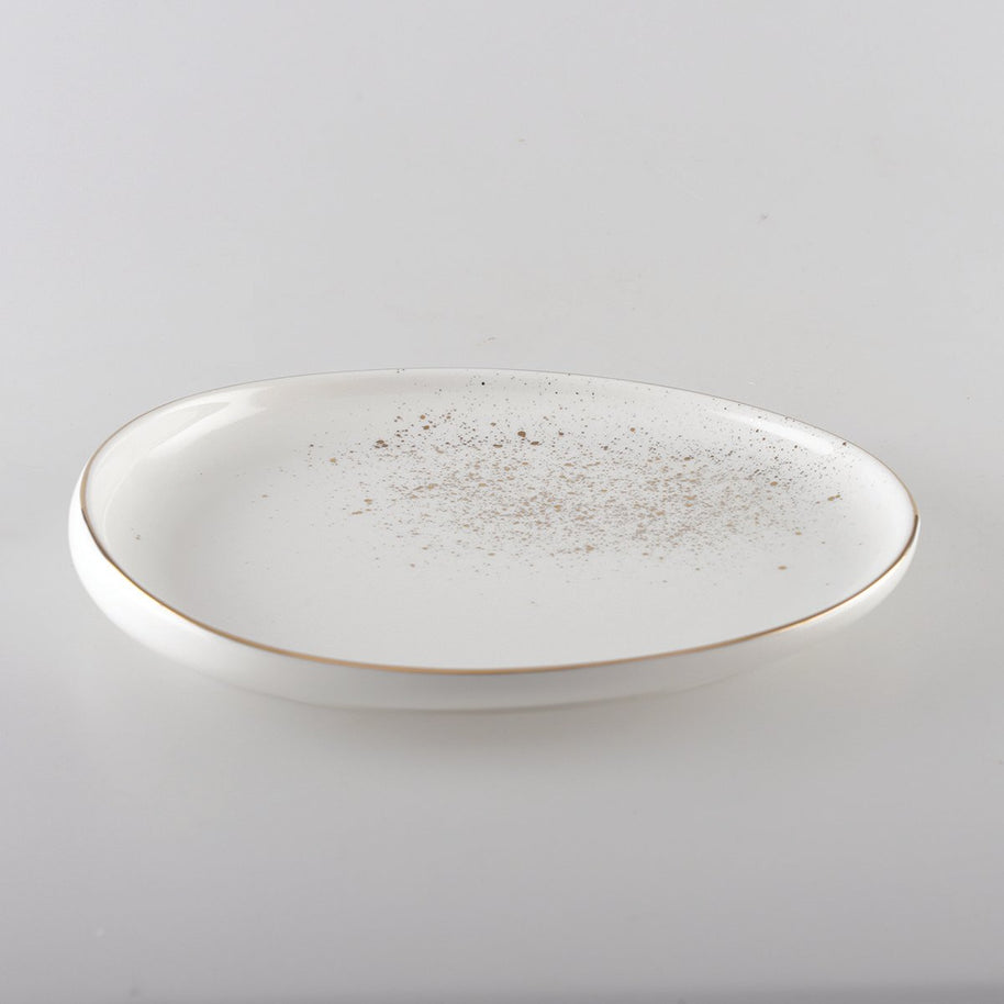 Wit ovaal bord met gouden rand - AULICIA