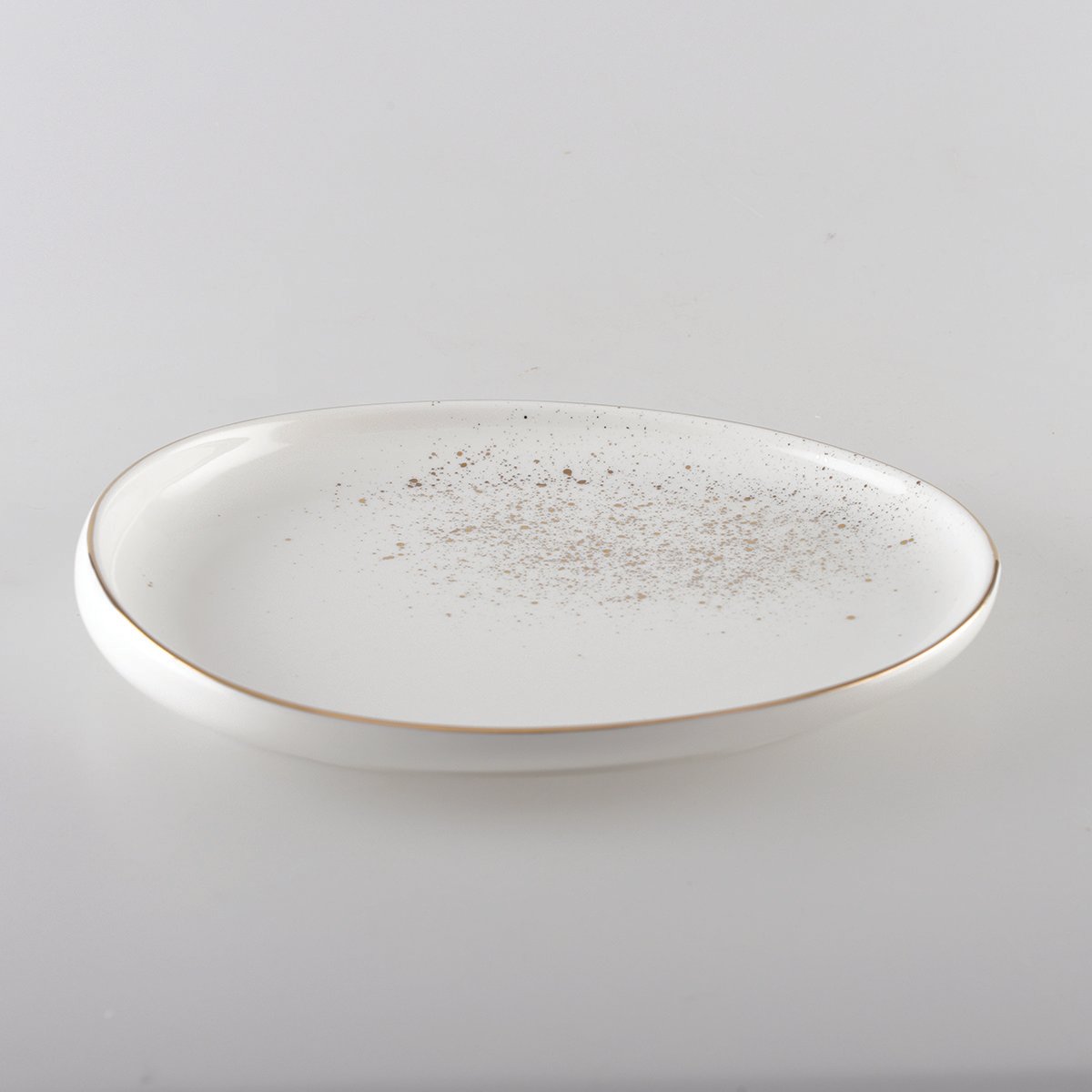 Wit ovaal bord met gouden rand - AULICIA