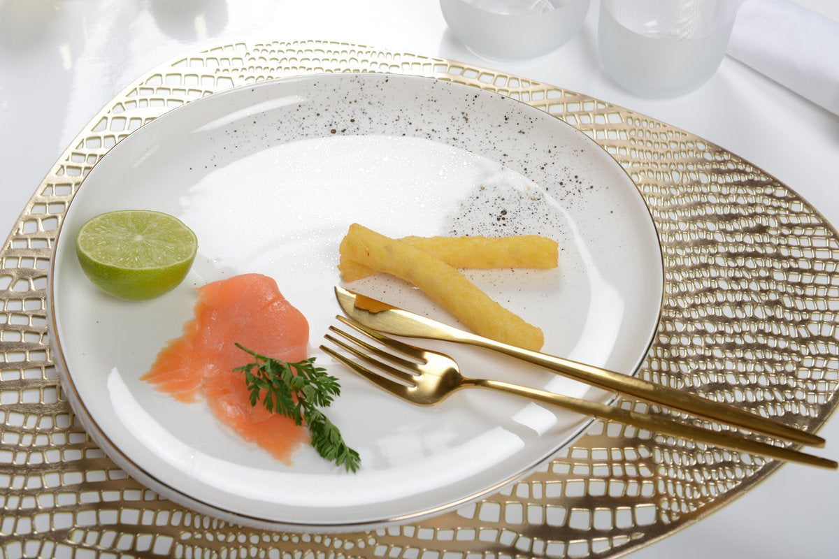 Wit ovaal bord met gouden rand - AULICIA
