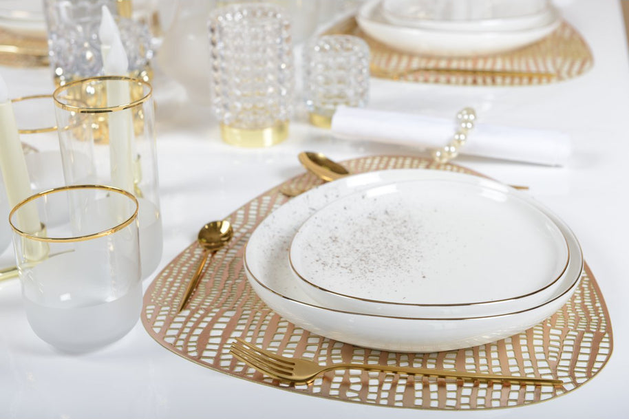 Wit ovaal bord met gouden rand - AULICIA