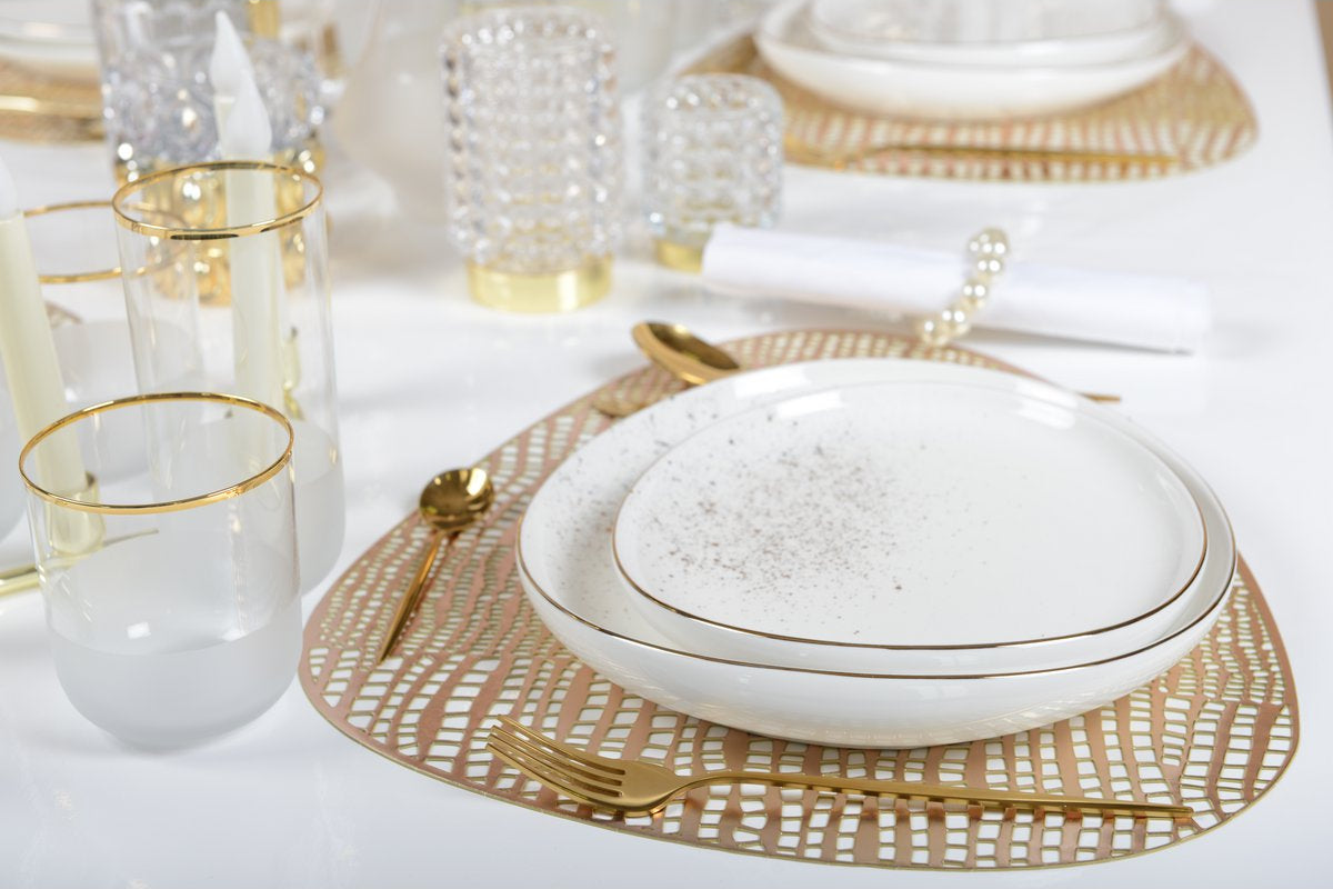 Wit ovaal bord met gouden rand - AULICIA