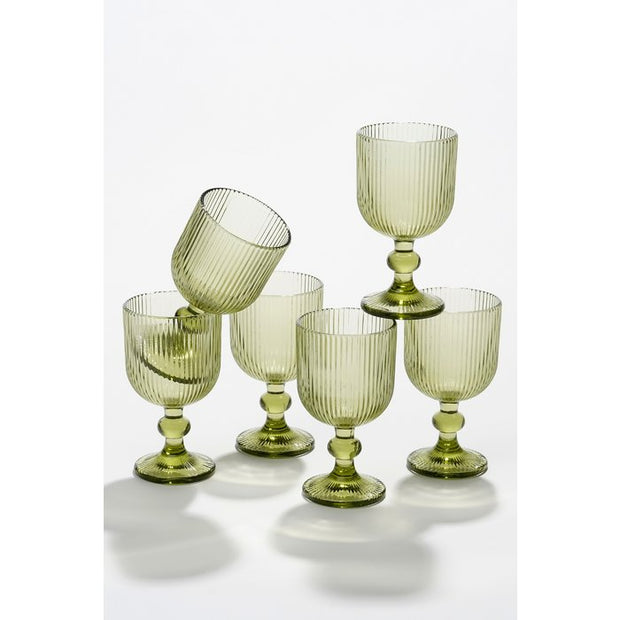 Chique vintage lichtgroene transparante glazen 6 x 250 ml