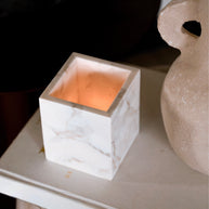 Luxe Vierkante Waxinehouder - Calacatta Marmer Wit