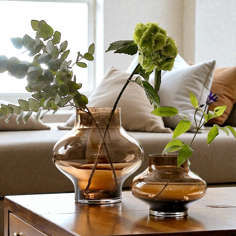 Organische mondgeblazen vaas - Ruvuma taupe