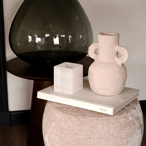 Luxe Vierkante Waxinehouder - Onyx Wit
