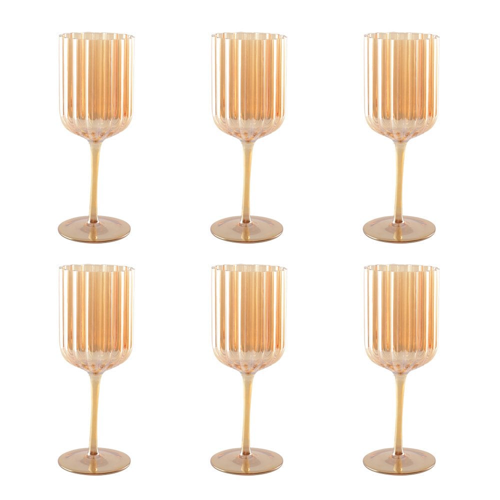 AULICIA wijnglazen goudkleurig - set van 6