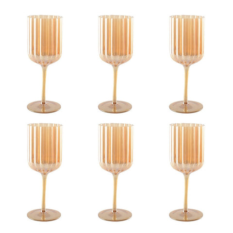 AULICIA wijnglazen goudkleurig - set van 6