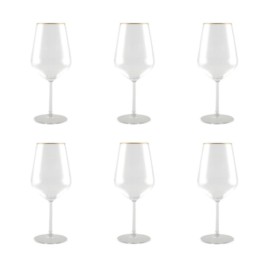 AULICIA wijnglazen met gouden rand - set van 6