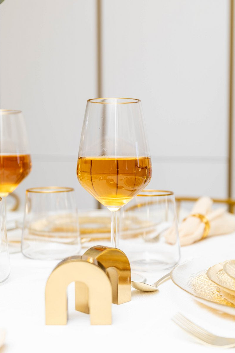 AULICIA wijnglazen met gouden rand - set van 6