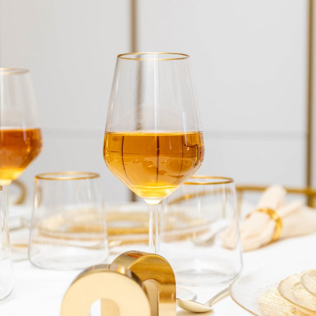 AULICIA wijnglazen met gouden rand - set van 6