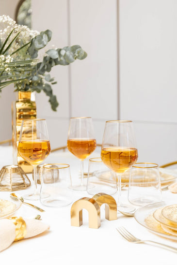 AULICIA wijnglazen met gouden rand - set van 6