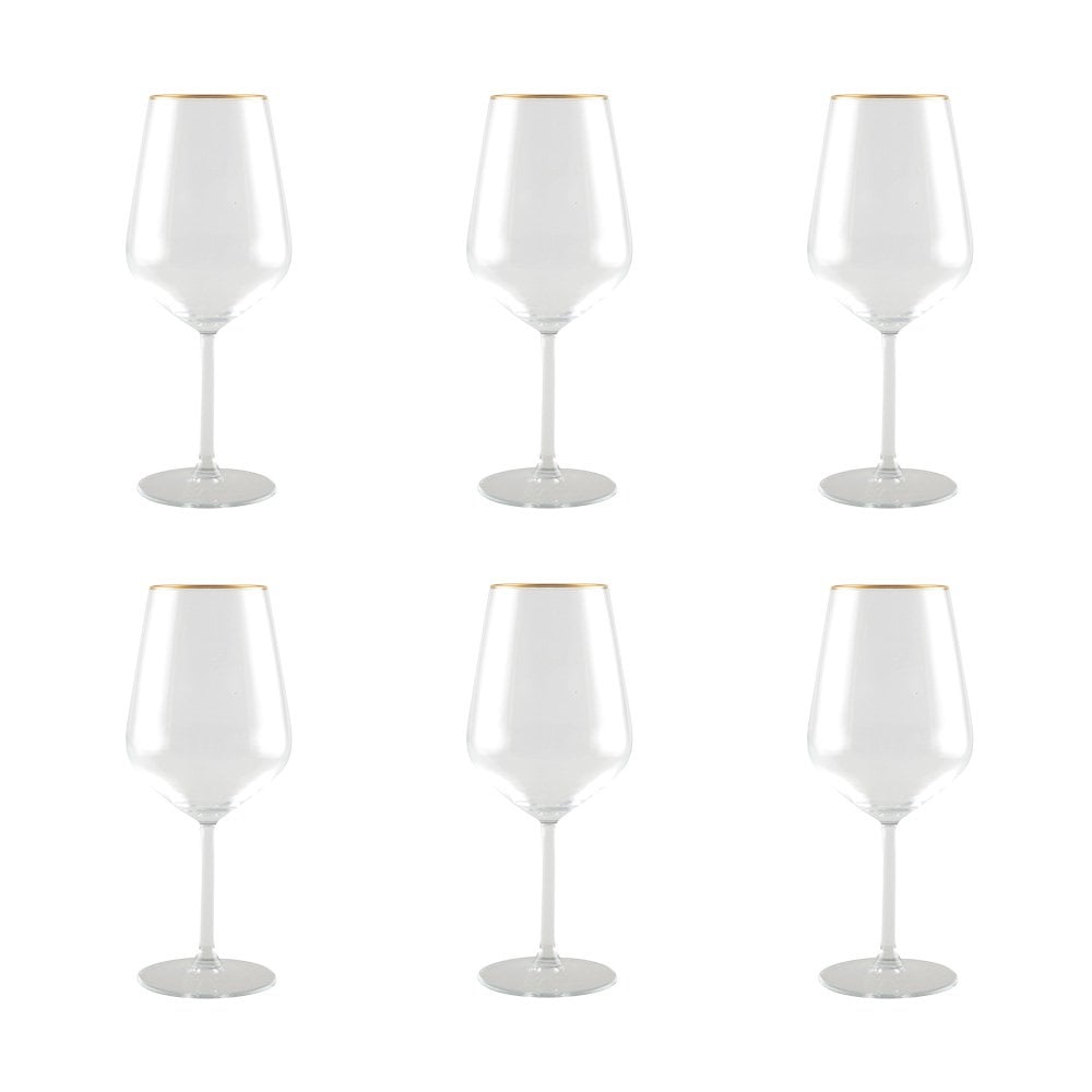 AULICIA wijnglazen met gouden rand - set van 6