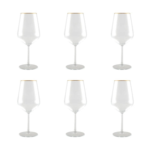 AULICIA wijnglazen met gouden rand - set van 6