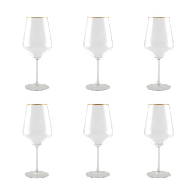AULICIA wijnglazen met gouden rand - set van 6