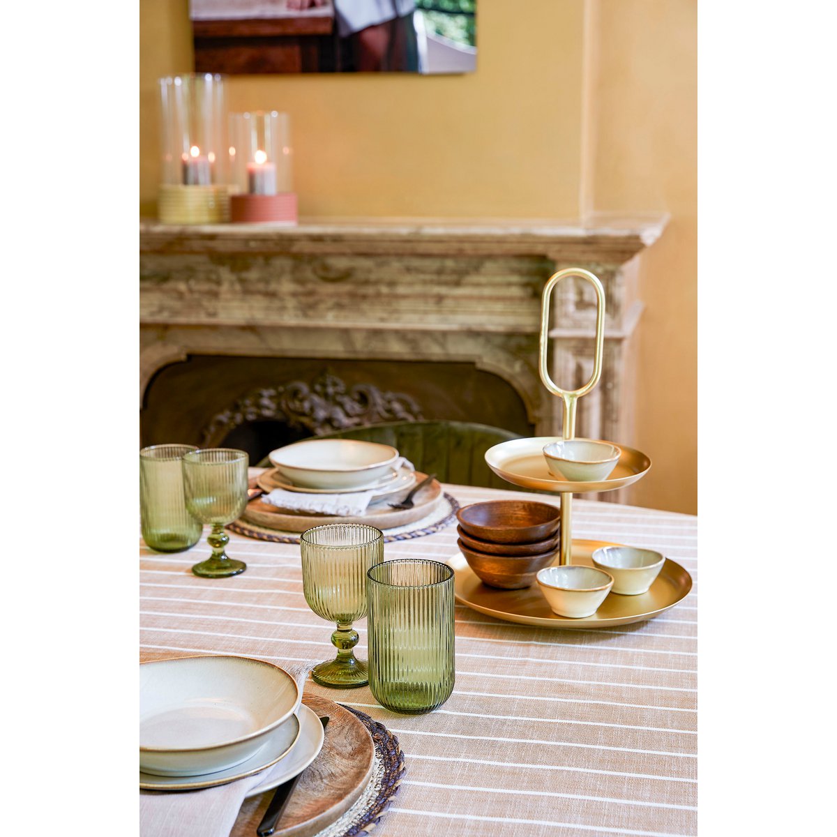 Alivo Tafelkleed - Organisch Katoen - Beige, Wit L250 x B140 cm