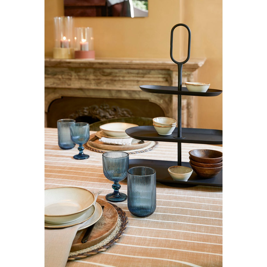Alivo tafelkleed bruin wit gestreept katoen – Mica Decorations
