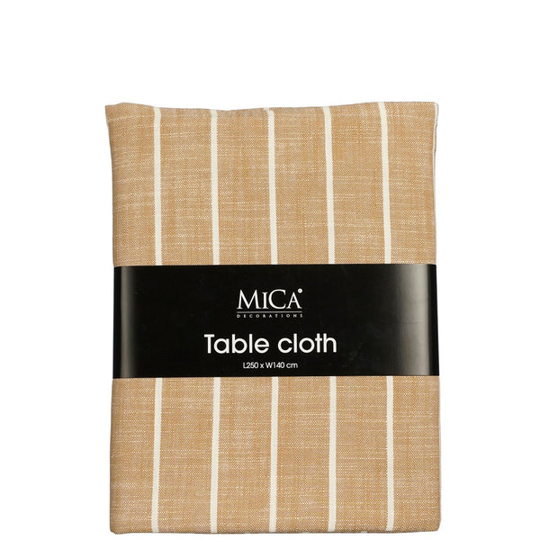 Alivo tafelkleed bruin wit gestreept katoen – Mica Decorations