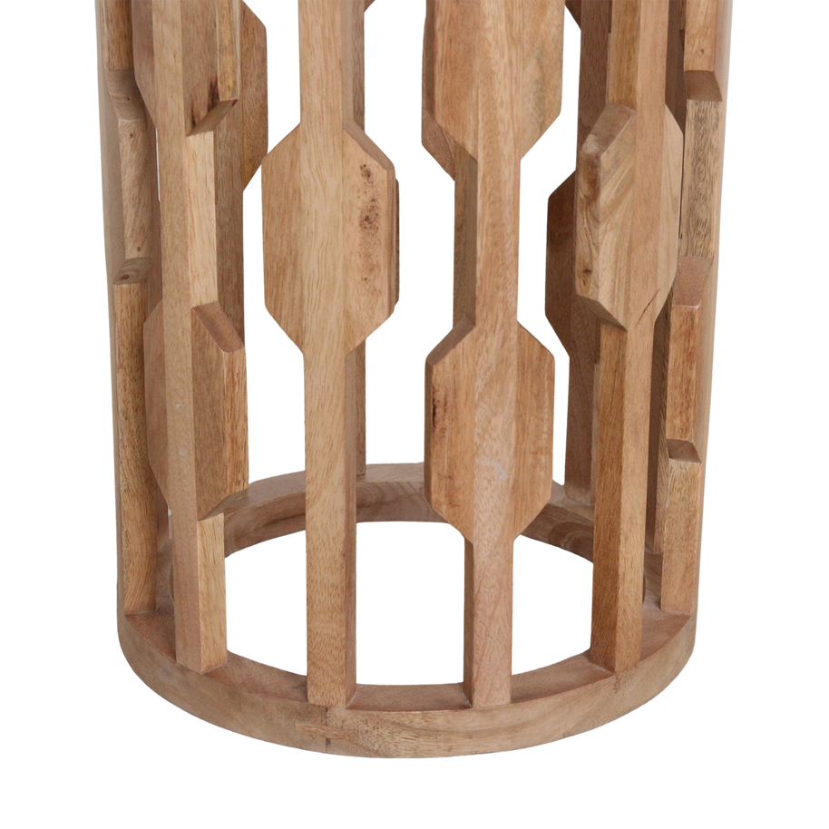 Atjeh bijzettafel marmer wit en mangohout - 40x40x50 cm