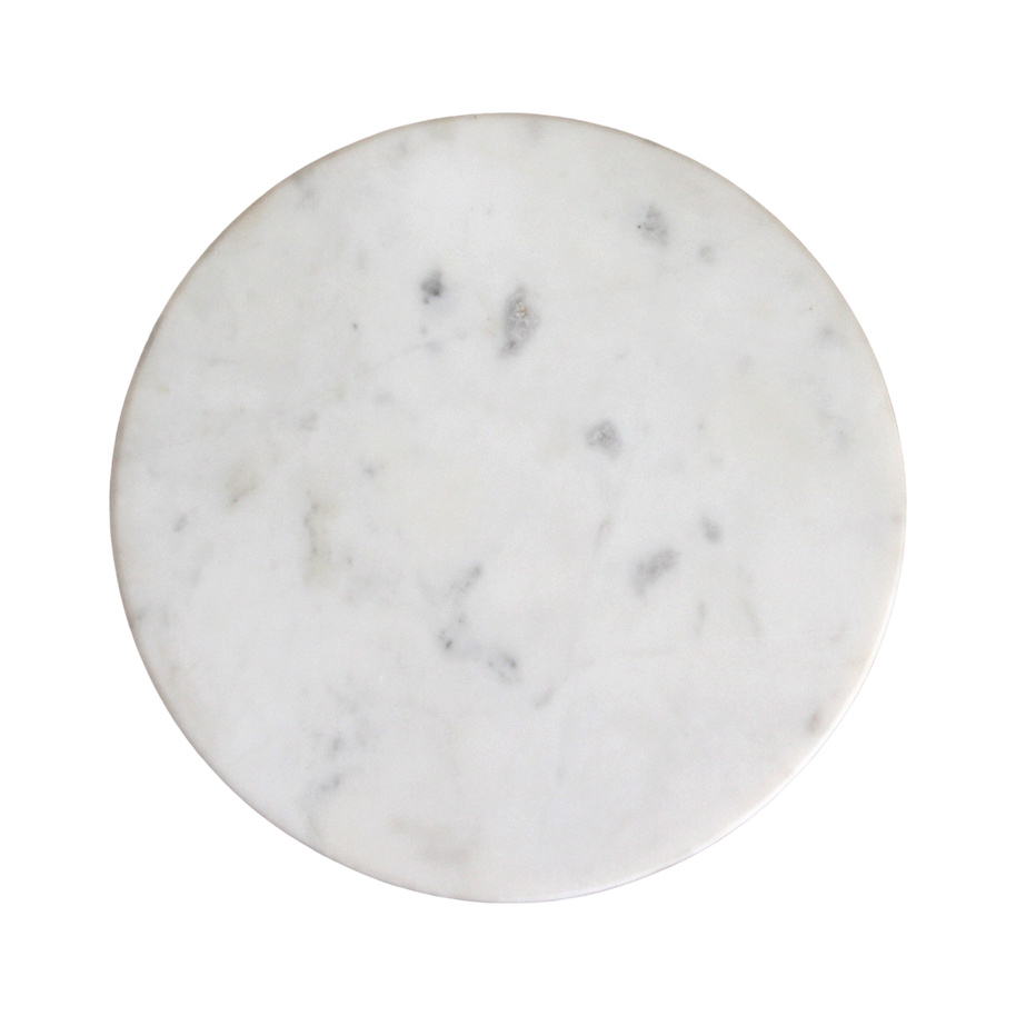 Atjeh bijzettafel marmer wit en mangohout - 40x40x50 cm