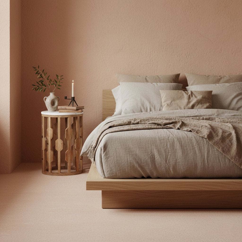 Atjeh bijzettafel marmer wit en mangohout - 40x40x50 cm