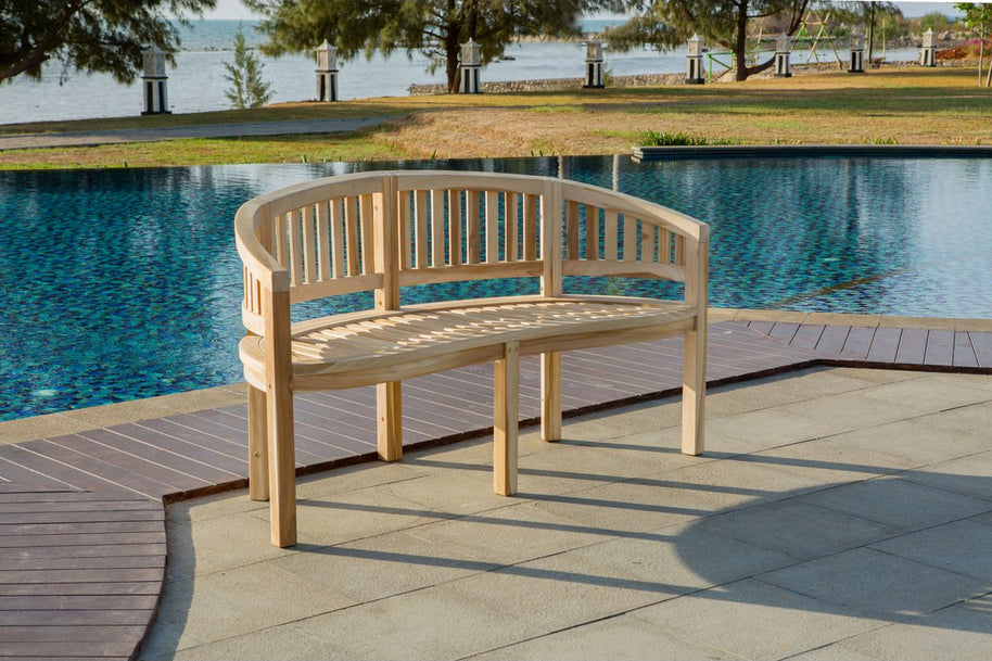 Banaanvormige tuinbank, 150 cm, teak