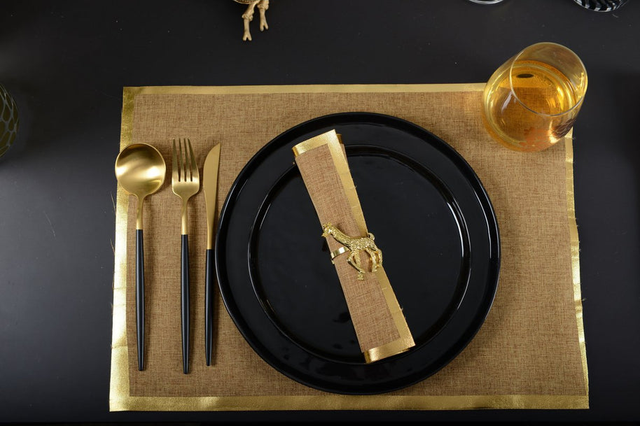 Bestekset zwart en goud 24 stuks  