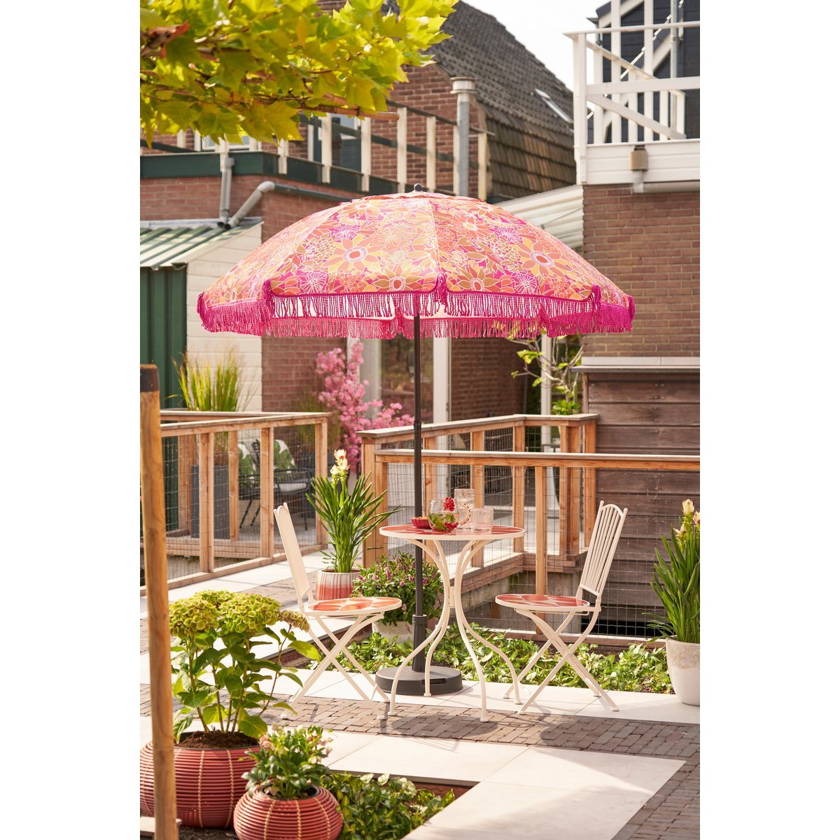 Bloem Parasol - Roze - H238 x Ø220 cm