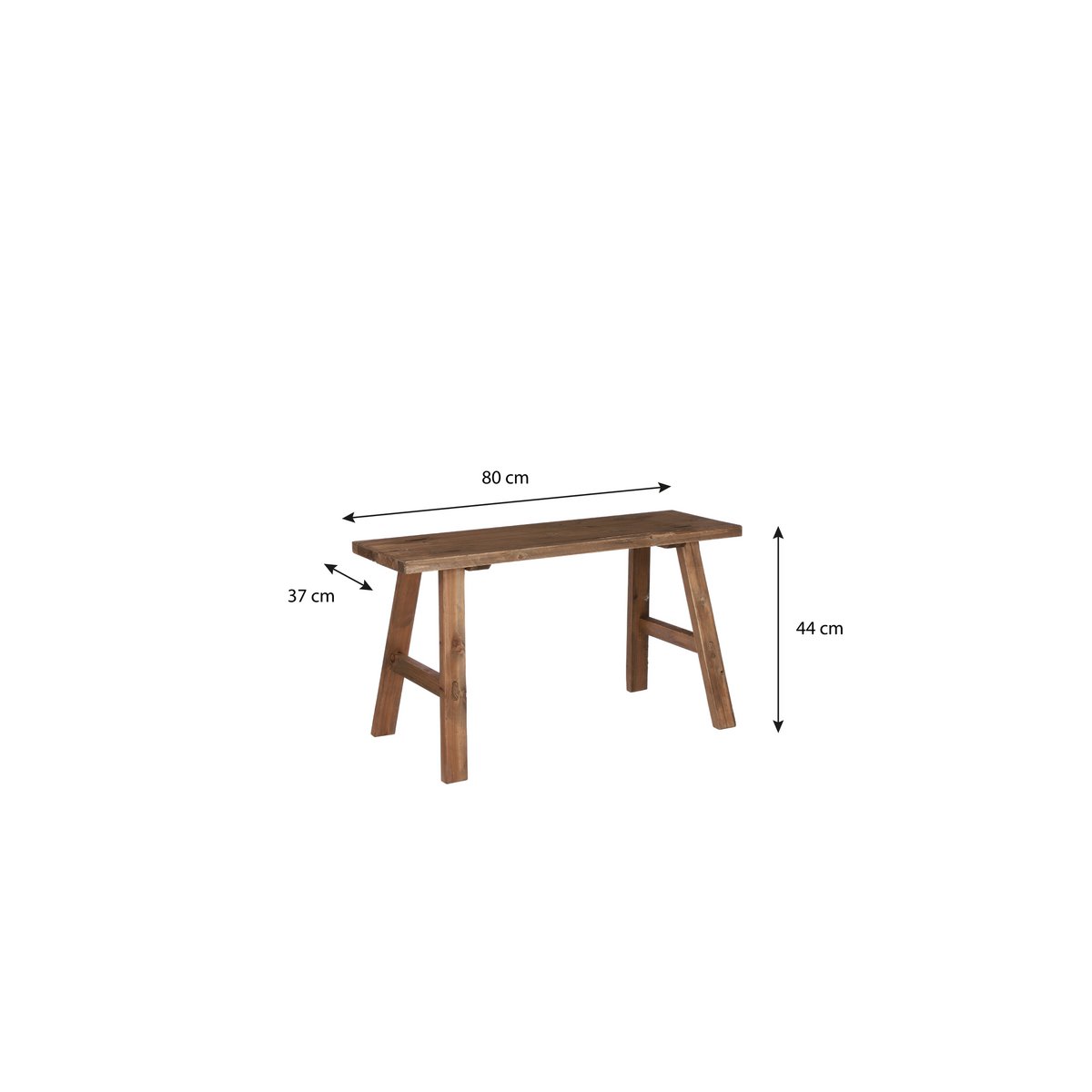 Bold Houten Bankje - Bruin - 80 x 37 x 44 cm