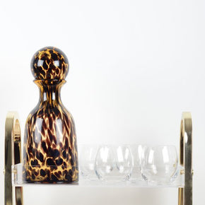 Bruine luipaard glazen karaf met dop 14X14X32,5CM