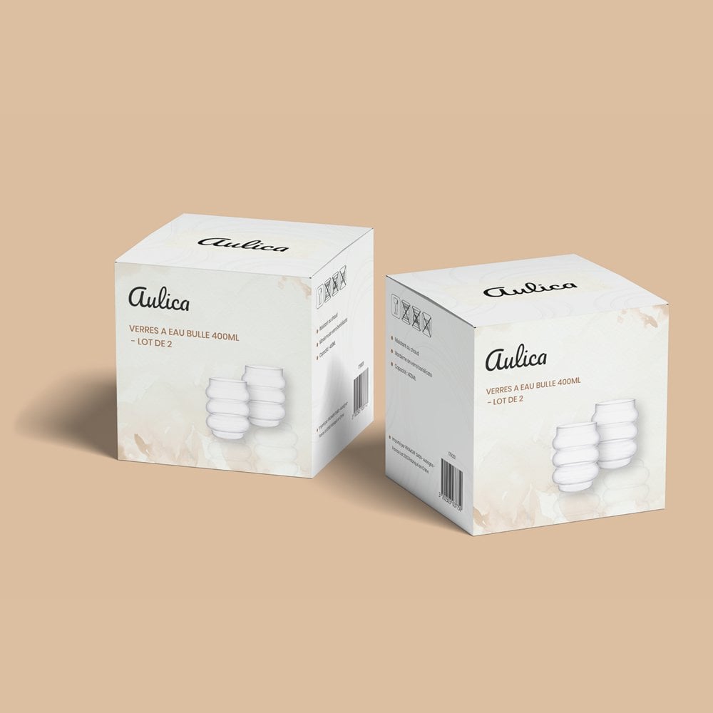 Bubbel wave waterglazen 400 ml - set van 2