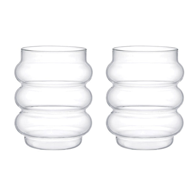 Bubbel wave waterglazen 400 ml - set van 2