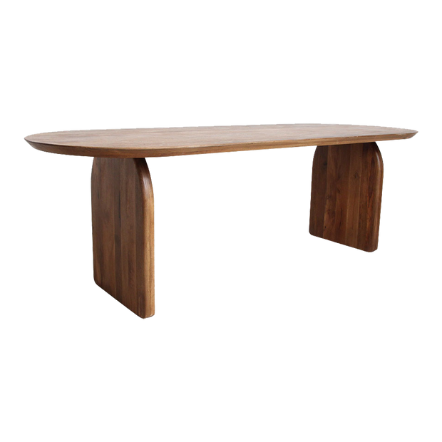 Bullnose eettafel bruin gesloten onderstel