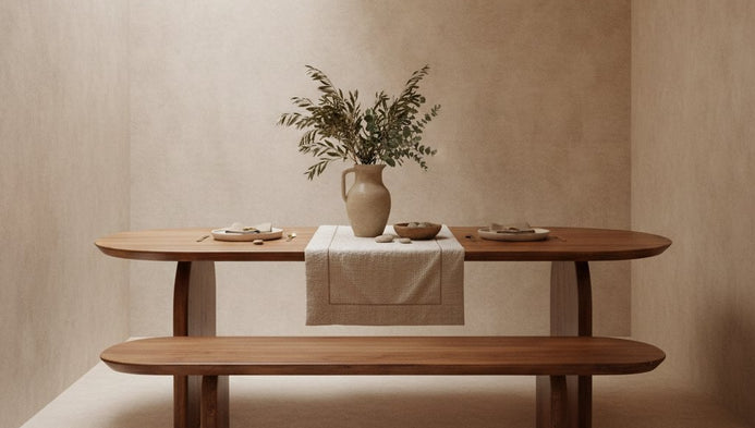 Bullnose eettafel bruin gesloten onderstel