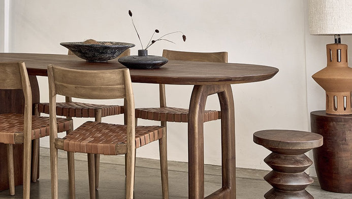 Bullnose eettafel mangohout bruin 