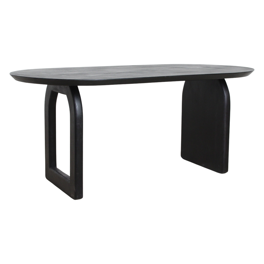 Bullnose eettafel zwart mangohout mix onderstel