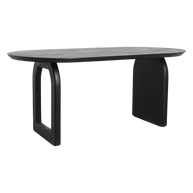 Bullnose eettafel zwart mangohout mix onderstel