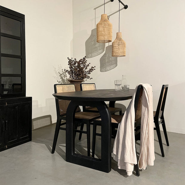 Bullnose eettafel zwart mangohout mix onderstel