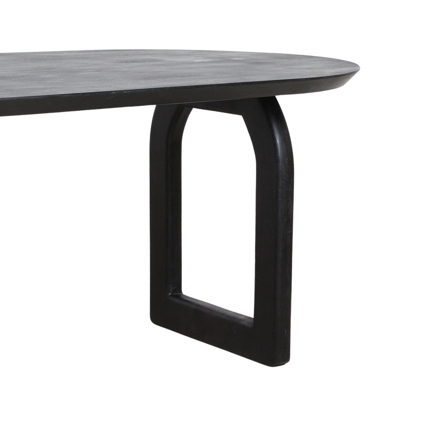 Bullnose eettafel zwart mangohout mix onderstel