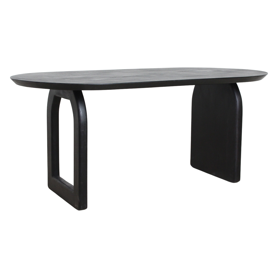Bullnose eettafel zwart mangohout mix onderstel