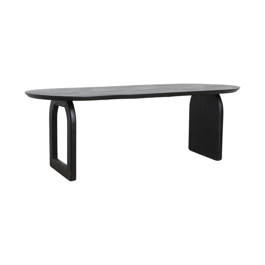 Bullnose eettafel zwart mangohout mix onderstel