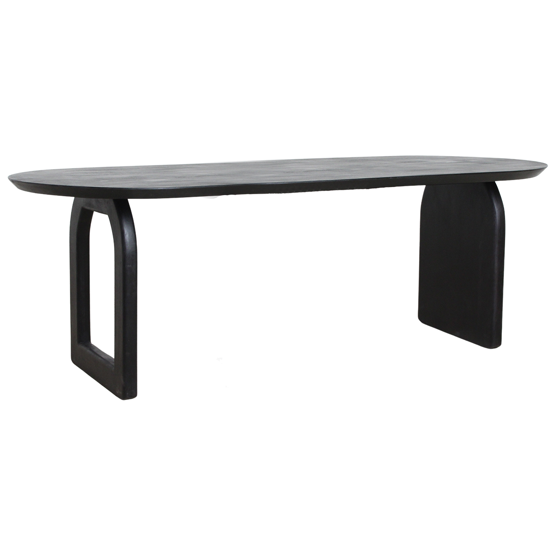 Bullnose eettafel zwart mangohout mix onderstel