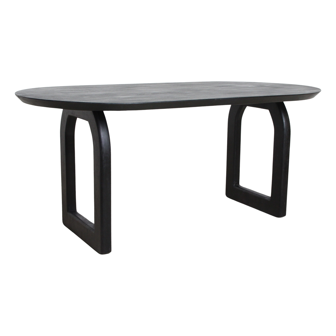 Bullnose eettafel zwart mangohout open onderstel
