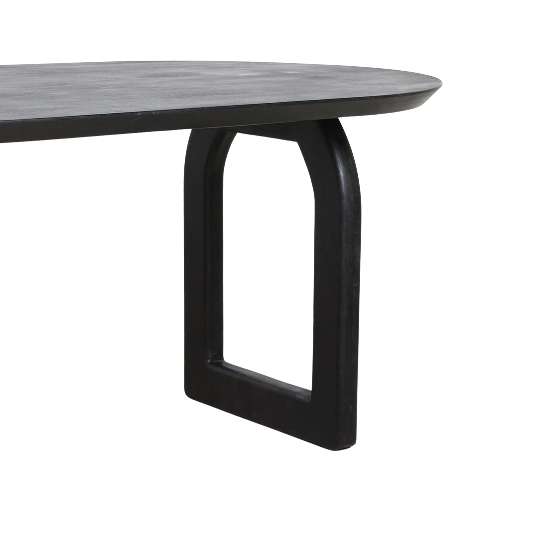 Bullnose eettafel zwart mangohout open onderstel