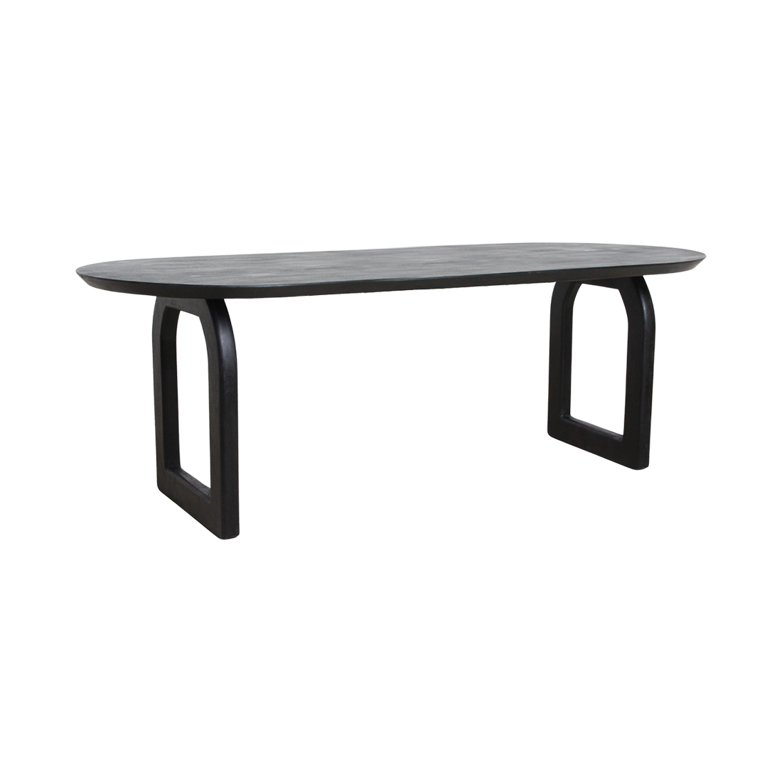 Bullnose eettafel zwart mangohout open onderstel