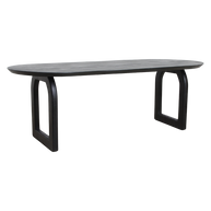 Bullnose eettafel zwart mangohout open onderstel